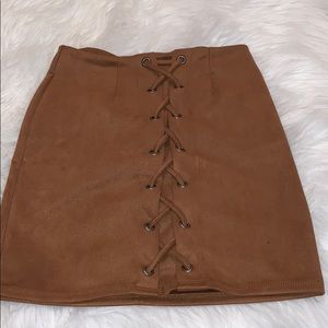 Tan Lace up Skirt